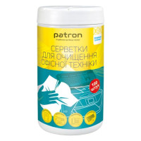 Серветки вологі для очищення оргтехніки, туба 100 шт. Patron F3-028