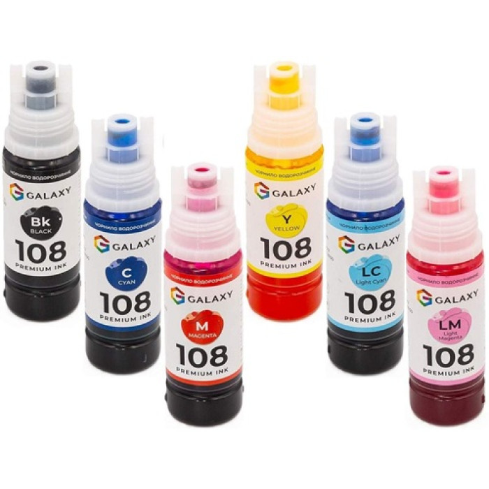 Чернила совместимые Epson 108 Galaxy, 6x70 мл, носик-ключ