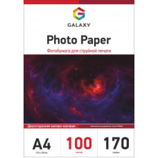 Фотобумага двухсторонняя матовая Galaxy А4, 170г, 100л
