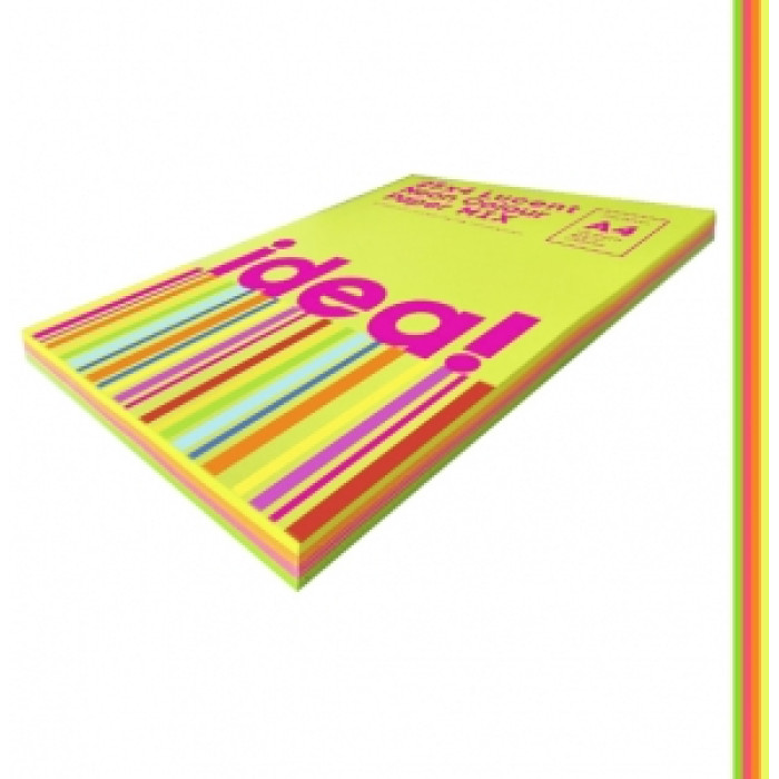 Бумага цветная набор А4 Neon Colour mix LUCENT 80 г/м 100л (25х4)