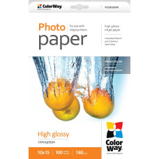 Фотопапір ColorWay глянцевий 180г/м, 10x15, 100л кар. упак.