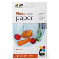Фотобумага ColorWay матовая 190г/м,10x15, 50л PM1900504R