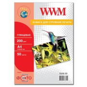 Фотопапір глянцевий WWM, 200g/m2, А4, 50л, (G200.50)