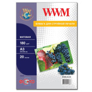 Фотобумага WWM, матовая 180g/m2, A3, 20л M180.A3.20