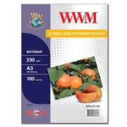 Фотопапір WWM, матовий 230g/m2, A3, 100л (M230.A3.100)