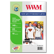 Термотрансфер WWM для світлих тканин, 140g/m2, A3, 10л