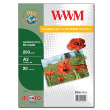 Фотопапір WWM, шовковисто матовий 260g/m2, А3, 20л