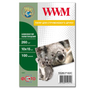 Фотобумага WWM, шелковистая полуглянц 260g/m2, 10х15, 100л