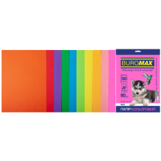 Набор цветной бумаги NEON-INTENSIVE, 10 цв, 50 л, А4, 80 г/м²