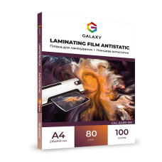 Пленка для ламинирования А4, глянец Antistatic, 80мкм, 100л, Galaxy