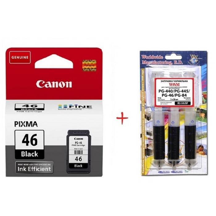 Картридж Canon PG-46 + заправочный набор Black