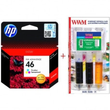Картридж HP 46 кольоровий + Заправний набір чорнил (3 x 20 ml)