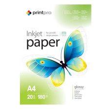 Фотопапір PrintPro глянцевий 180г/м, A4, 20л PG180-20 