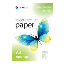 Фотобумага PrintPro глянцевая 180г/м, A3, 100л. PGE180100A3