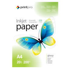 Фотопапір PrintPro глянцевий 200г/м, A4, 20л.