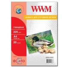 Фотопапір глянцевий WWM, 225g/m2, A4, 20л