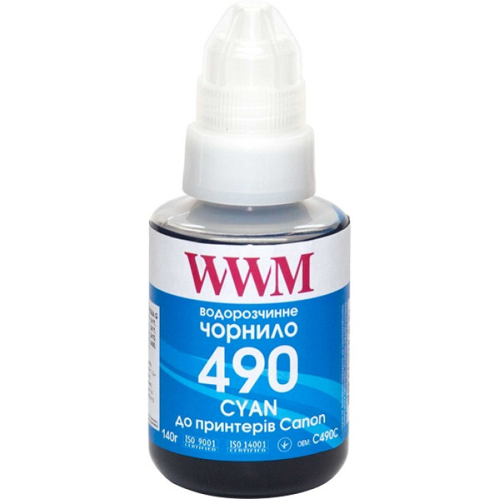 Чорнила WWM GI-490 для Canon, 140г Cyan (C490C)